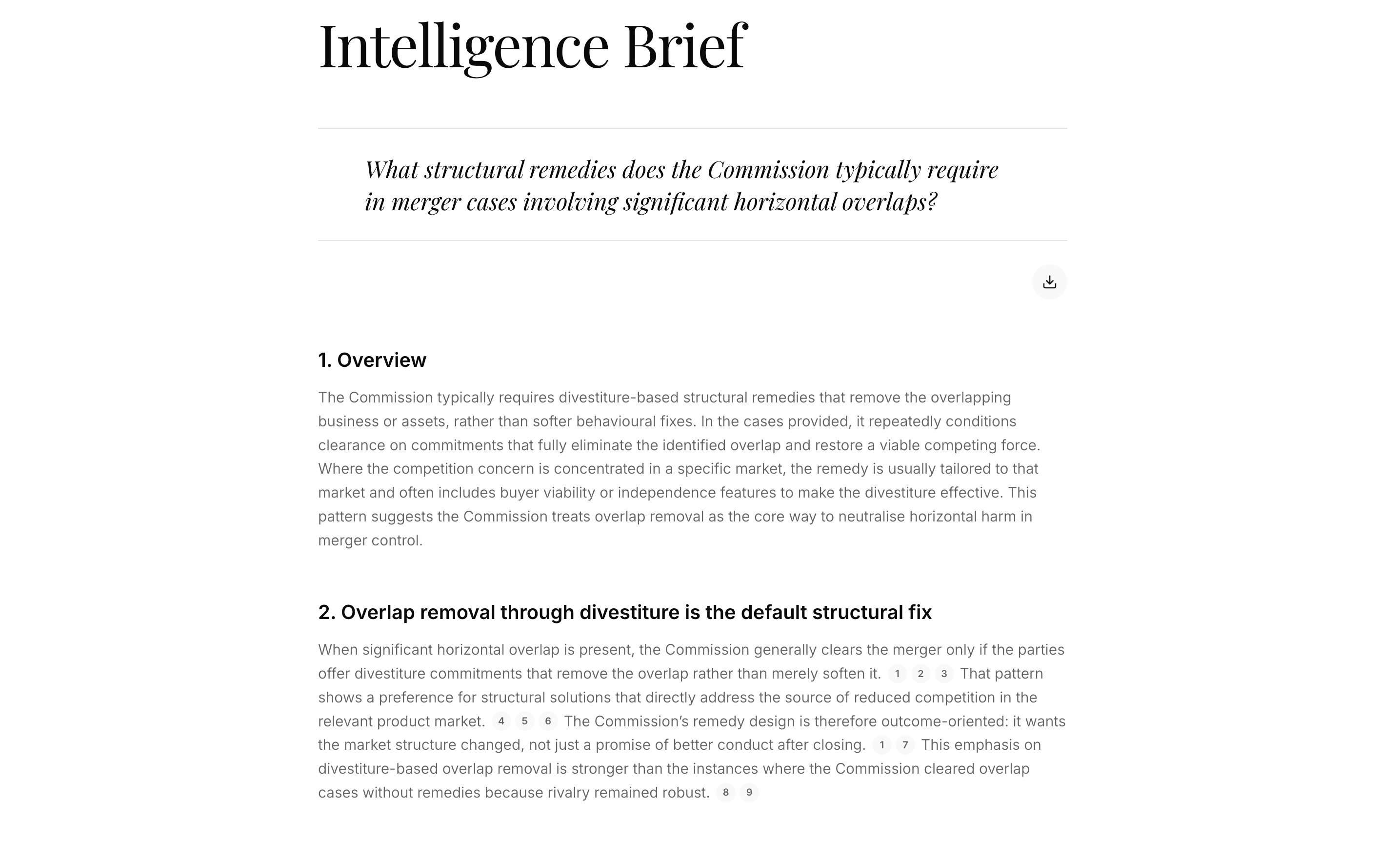Intelligence brief