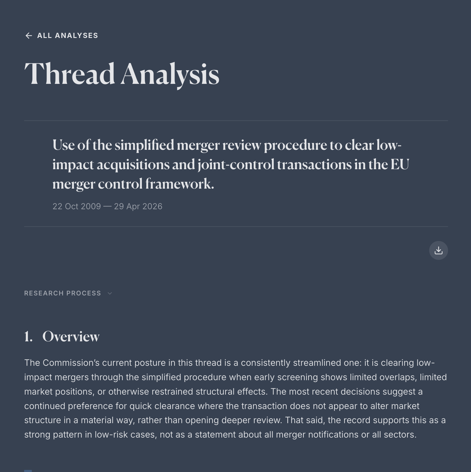 Policy briefs and thread analyses