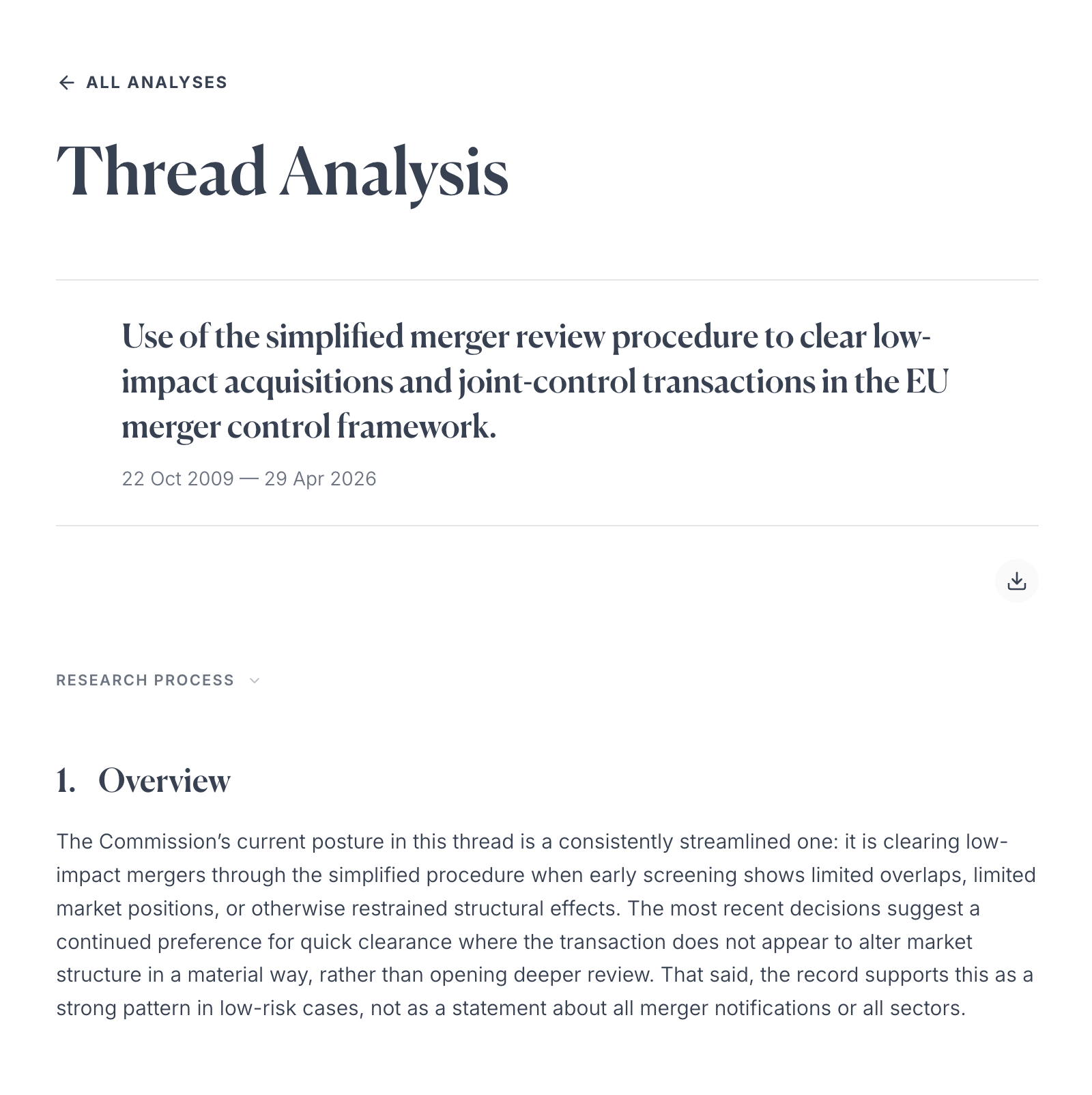 Policy briefs and thread analyses