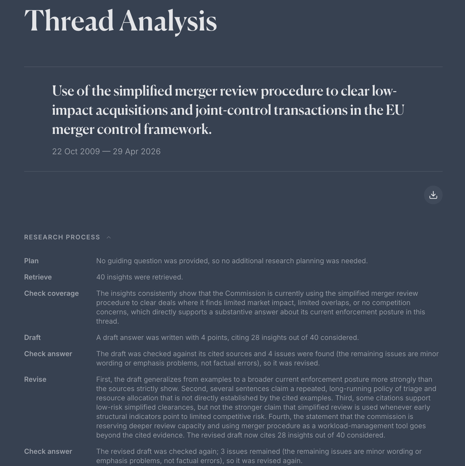 Policy briefs and thread analyses