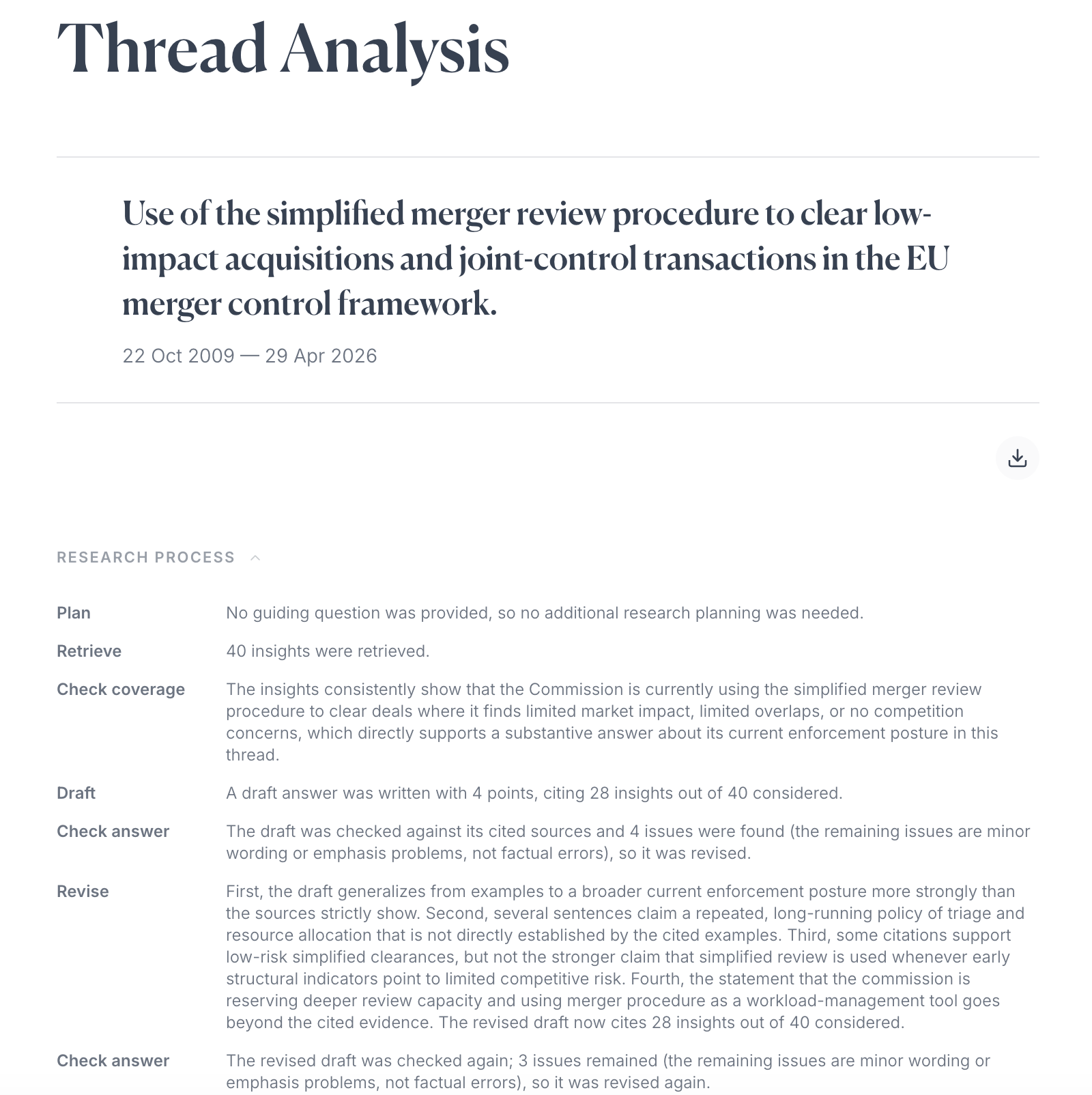 Policy briefs and thread analyses