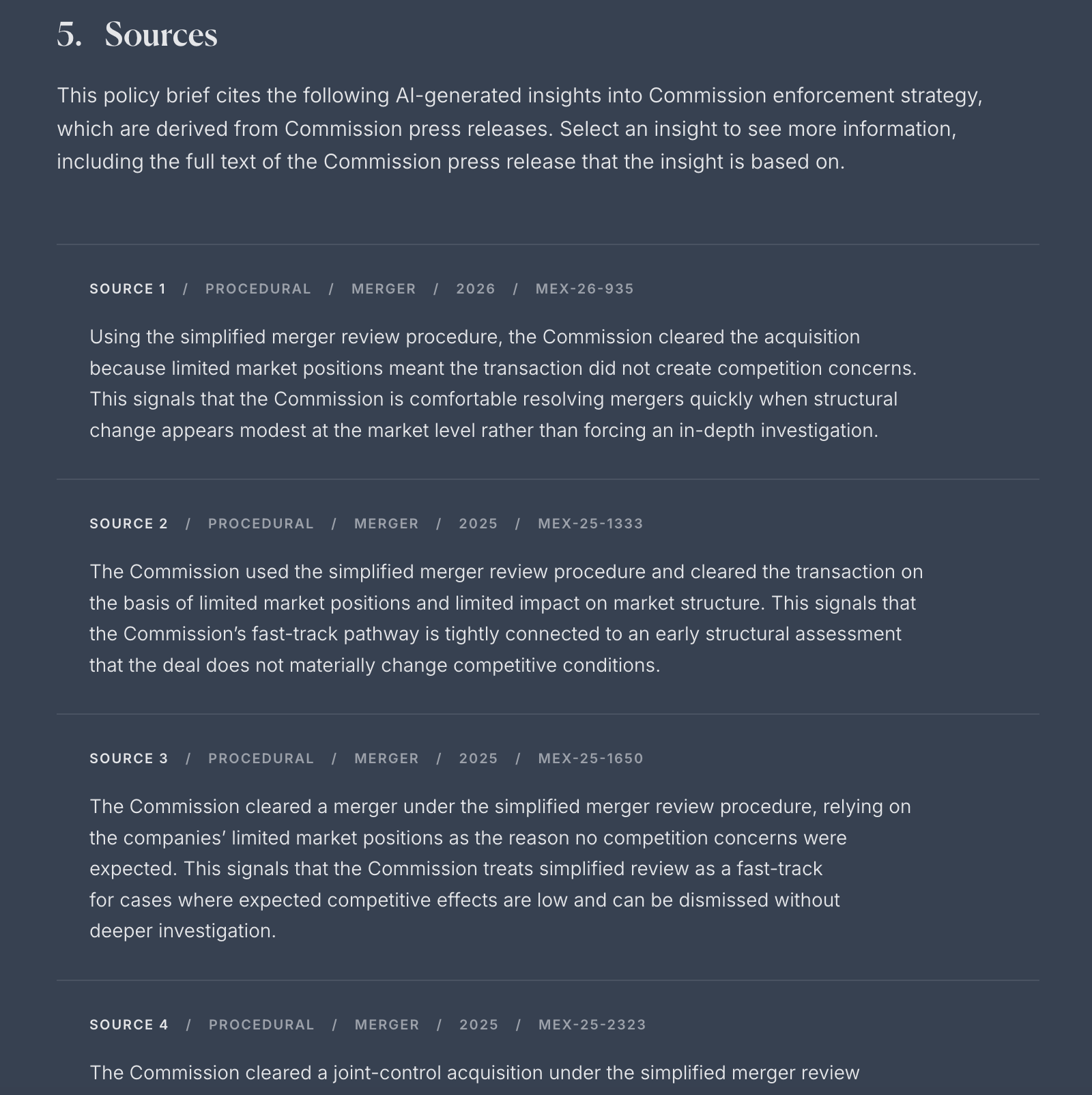 Policy briefs and thread analyses